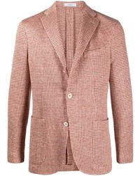 Blazer en lin en pied-de-poule rose