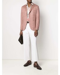 Blazer en lin en pied-de-poule rose Boglioli