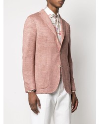 Blazer en lin en pied-de-poule rose Boglioli