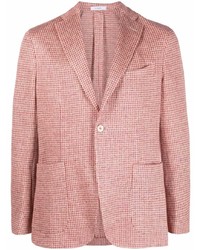 Blazer en lin en pied-de-poule rouge