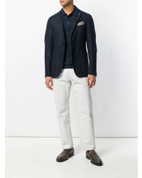 Blazer en lin en tricot bleu marine Tagliatore