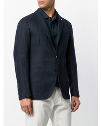 Blazer en lin en tricot bleu marine Tagliatore