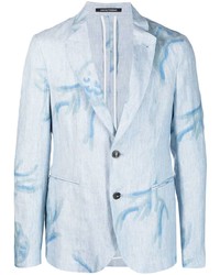 Blazer en lin imprimé bleu clair