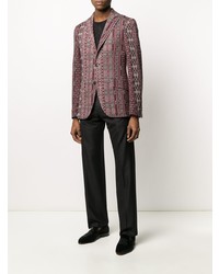 Blazer en lin imprimé cachemire bordeaux Etro