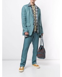 Blazer en lin turquoise Maison Mihara Yasuhiro