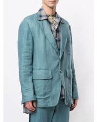 Blazer en lin turquoise Maison Mihara Yasuhiro