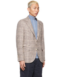 Blazer en pied-de-poule beige Brunello Cucinelli