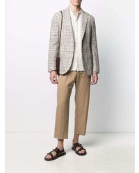 Blazer en pied-de-poule beige Barba