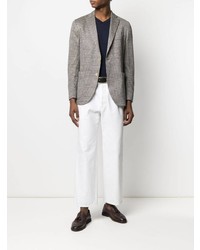 Blazer en pied-de-poule blanc et bleu marine Boglioli