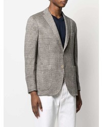 Blazer en pied-de-poule blanc et bleu marine Boglioli