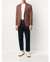 Blazer en pied-de-poule marron Barba