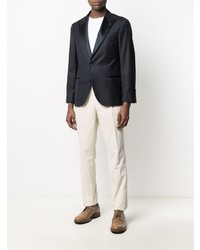 Blazer en satin bleu marine Brunello Cucinelli