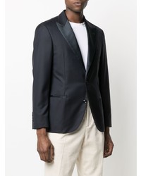 Blazer en satin bleu marine Brunello Cucinelli