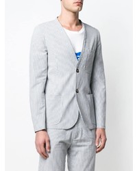 Blazer en seersucker à rayures verticales bleu clair Societe Anonyme