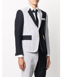 Blazer en seersucker à rayures verticales bleu marine Thom Browne