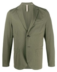 Blazer en seersucker à rayures verticales olive