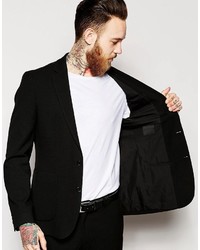 Blazer en seersucker noir Asos