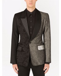 Blazer en soie à patchwork noir Dolce & Gabbana