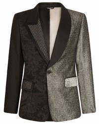 Blazer en soie à patchwork noir Dolce & Gabbana