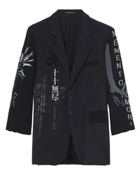 Blazer en soie imprimé noir Yohji Yamamoto
