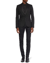 Blazer en soie noir Saint Laurent