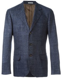 Blazer en tweed à carreaux bleu marine