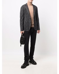 Blazer en tweed à carreaux gris foncé Emporio Armani