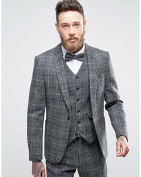 Blazer en tweed à carreaux gris