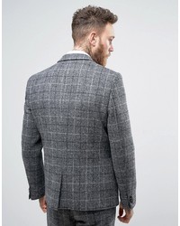 Blazer en tweed à carreaux gris Asos