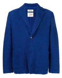 Blazer en tweed à chevrons bleu