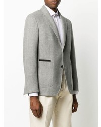 Blazer en tweed à chevrons gris Ermenegildo Zegna