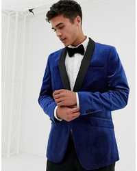 Blazer en velours bleu marine Burton Menswear