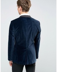 Blazer en velours bleu marine