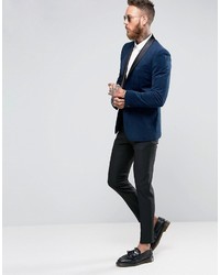 Blazer en velours bleu marine Farah