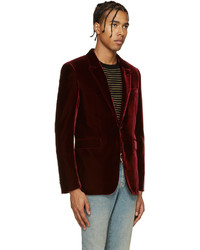 Blazer en velours bordeaux Saint Laurent