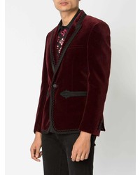 Blazer en velours bordeaux Saint Laurent