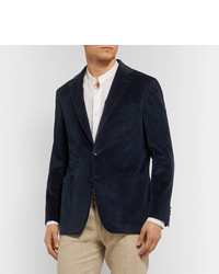 Blazer en velours côtelé bleu marine Canali