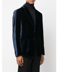 Blazer en velours côtelé bleu marine Giorgio Armani