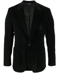 Blazer en velours côtelé brodé noir Dolce & Gabbana