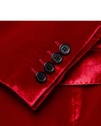 Blazer en velours rouge Saint Laurent