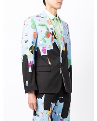 Blazer imprimé bleu clair Walter Van Beirendonck