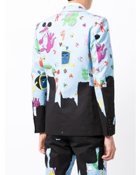 Blazer imprimé bleu clair Walter Van Beirendonck