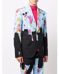 Blazer imprimé bleu clair Walter Van Beirendonck