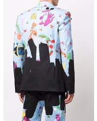 Blazer imprimé bleu clair Walter Van Beirendonck