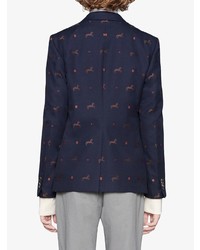 Blazer imprimé bleu marine Gucci