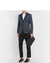 Blazer imprimé bleu marine Gucci