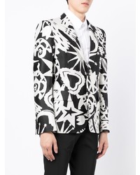 Blazer imprimé noir et blanc Alexander McQueen