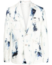 Blazer imprimé tie-dye blanc et bleu marine Alexander McQueen