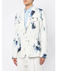 Blazer imprimé tie-dye blanc et bleu marine Alexander McQueen