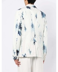 Blazer imprimé tie-dye blanc et bleu marine Alexander McQueen